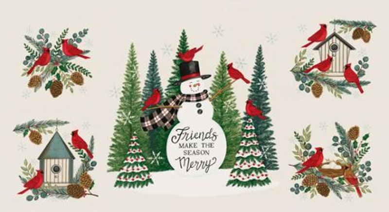 Winter friends snowy panel