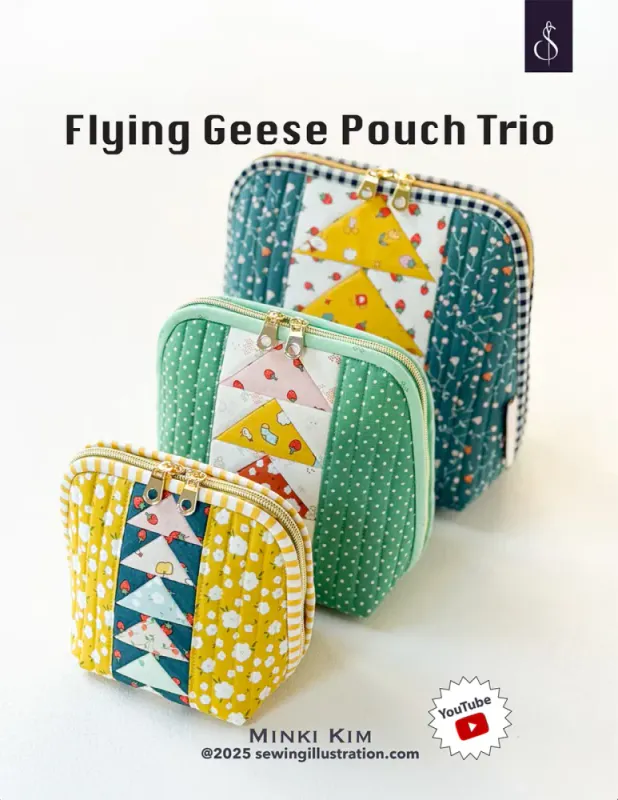 Flying geese pouch trio
